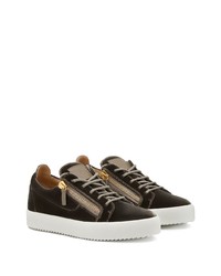 dunkelbraune Leder niedrige Sneakers von Giuseppe Zanotti