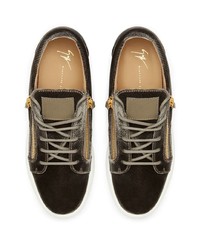 dunkelbraune Leder niedrige Sneakers von Giuseppe Zanotti