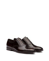 dunkelbraune Leder Oxford Schuhe von Prada