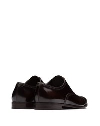 dunkelbraune Leder Oxford Schuhe von Prada