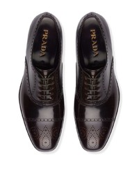 dunkelbraune Leder Oxford Schuhe von Prada