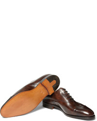 dunkelbraune Leder Oxford Schuhe von John Lobb