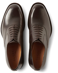 dunkelbraune Leder Oxford Schuhe von Gucci