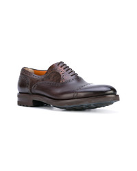 dunkelbraune Leder Oxford Schuhe von Santoni