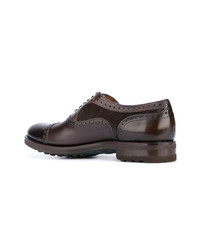 dunkelbraune Leder Oxford Schuhe von Santoni