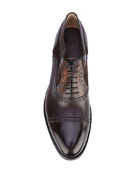 dunkelbraune Leder Oxford Schuhe von Santoni