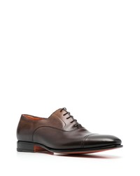 dunkelbraune Leder Oxford Schuhe von Santoni