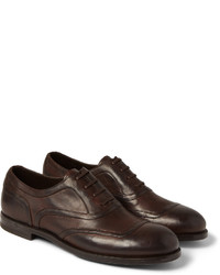 dunkelbraune Leder Oxford Schuhe von Bottega Veneta