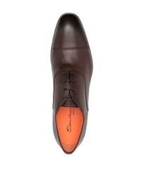 dunkelbraune Leder Oxford Schuhe von Santoni