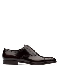 dunkelbraune Leder Oxford Schuhe von Prada