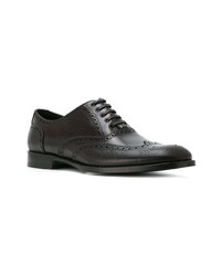 dunkelbraune Leder Oxford Schuhe von Dolce & Gabbana