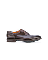 dunkelbraune Leder Oxford Schuhe von Santoni