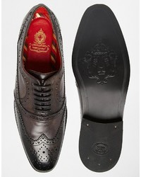 dunkelbraune Leder Oxford Schuhe von Base London