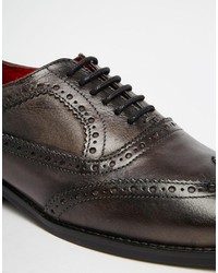 dunkelbraune Leder Oxford Schuhe von Base London