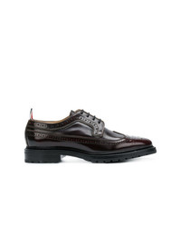 dunkelbraune Leder Oxford Schuhe von Thom Browne