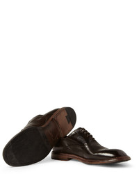 dunkelbraune Leder Oxford Schuhe von Dolce & Gabbana