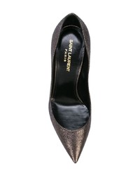 dunkelbraune Leder Pumps von Saint Laurent