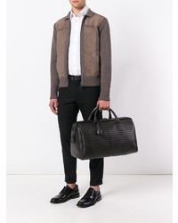 dunkelbraune Leder Reisetasche von Bottega Veneta