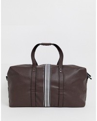 dunkelbraune Leder Reisetasche von New Look