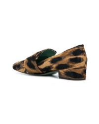 dunkelbraune Leder Slipper mit Leopardenmuster von Paola D'arcano