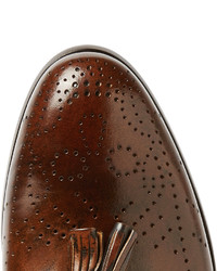 dunkelbraune Leder Slipper mit Quasten von Alexander McQueen