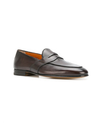 dunkelbraune Leder Slipper von Santoni