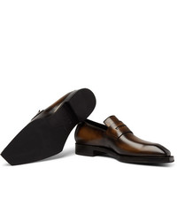 dunkelbraune Leder Slipper von Berluti