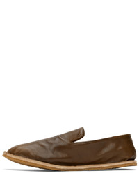 dunkelbraune Leder Slipper von Dries Van Noten