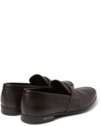 dunkelbraune Leder Slipper von Prada