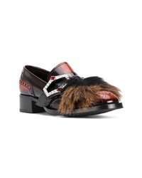 dunkelbraune Leder Slipper von Prada