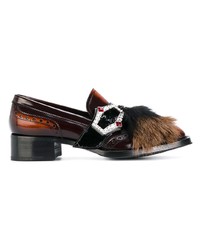 dunkelbraune Leder Slipper von Prada