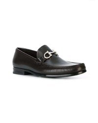 dunkelbraune Leder Slipper von Salvatore Ferragamo