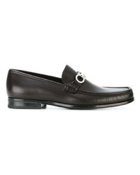 dunkelbraune Leder Slipper von Salvatore Ferragamo