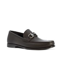 dunkelbraune Leder Slipper von Salvatore Ferragamo