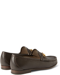 dunkelbraune Leder Slipper von Gucci