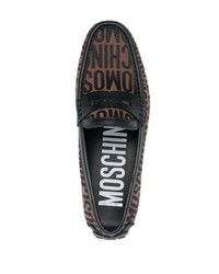 dunkelbraune Leder Slipper von Moschino