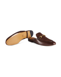 dunkelbraune Leder Slipper von Gucci