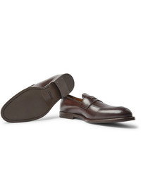 dunkelbraune Leder Slipper von Brunello Cucinelli