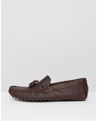 dunkelbraune Leder Slipper von Asos