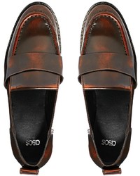 dunkelbraune Leder Slipper von Asos