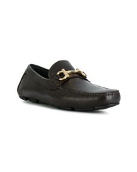 dunkelbraune Leder Slipper von Salvatore Ferragamo