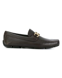 dunkelbraune Leder Slipper von Salvatore Ferragamo