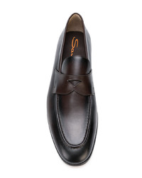 dunkelbraune Leder Slipper von Santoni