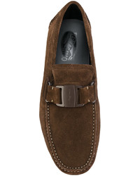 dunkelbraune Leder Slipper von Salvatore Ferragamo