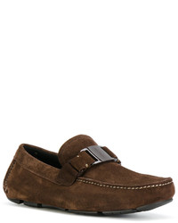 dunkelbraune Leder Slipper von Salvatore Ferragamo