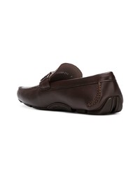 dunkelbraune Leder Slipper von Salvatore Ferragamo