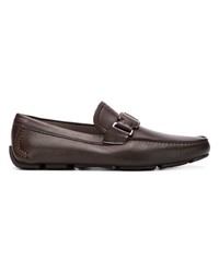 dunkelbraune Leder Slipper von Salvatore Ferragamo