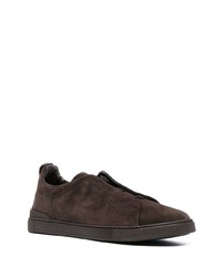 dunkelbraune Leder Sportschuhe von Zegna