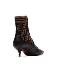 dunkelbraune Leder Stiefeletten von Fendi