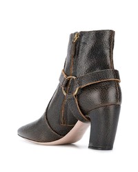 dunkelbraune Leder Stiefeletten von Miu Miu